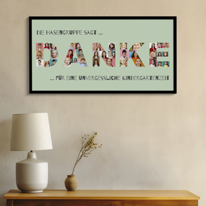 Buchstabencollage „Danke“ zum Abschied Lehrer/Lehrerin – Leinwand 50x100cm