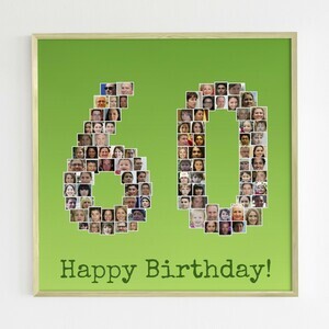 Collage Numéros 60 - Alu-Dibond - Anniversaire Personnalisé