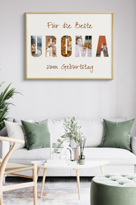 Geschenkidee zum Geburtstag - Buchstabencollage für Uroma.