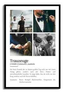 "Trauzeuge" Definition - Geschenk als Poster, Leinwand erstellen. Eigene Fotos und Text.