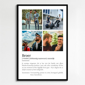 Maak je eigen gepersonaliseerd Bruder definitieposter met foto als uniek cadeau!