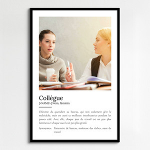 Poster Définition Personnalisé "Collègue" - Cadeau Unique avec Photo et Texte