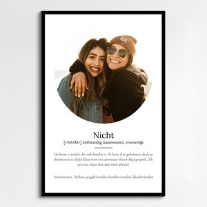 Personaliseer jouw "Cousine" Duden-stijl poster met eigen foto's!