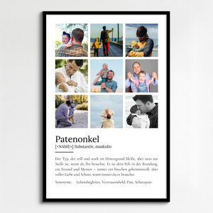 "Patenonkel" Definition - Geschenk als Poster, Leinwand erstellen. Eigene Fotos und Text.