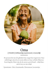 Maak een persoonlijke "Oma" poster met foto & Duden-stijl tekst als cadeau.