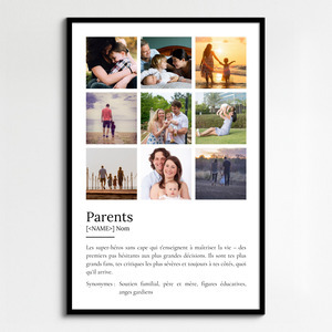 Poster Définition Personnalisé "Parents" - Cadeau Unique et Significatif