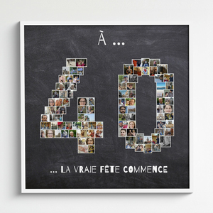 Collage Photo Anniversaire 40 Ans - Personnalisez avec Vos Souvenirs et Textes