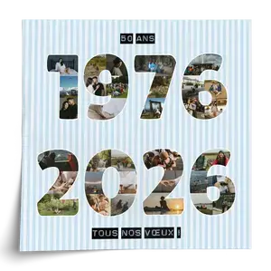 Collage photo chiffres années – personnalisez votre cadeau anniversaire/jubilé
