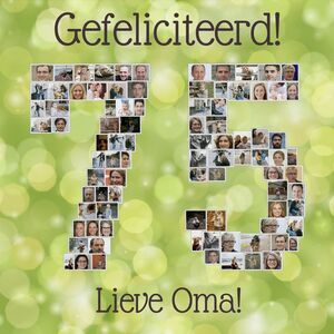 Cijfer 75 fotocollage voor oma – ontwerp nu je persoonlijke verjaardagscadeau