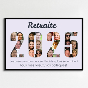 Collage de Retraite Personnalisée avec Photos et Messages Touchants