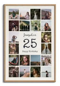 Cijfer-fotocollage 25 jaar – Maak jouw cadeau 25e verjaardag, zilveren huwelijk, jubileum