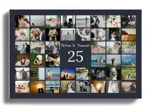 Cijfer-fotocollage 25 jaar – Maak jouw cadeau 25e verjaardag, zilveren huwelijk, jubileum