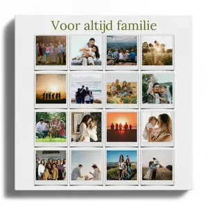 Familie Polaroid-fotocollage met bijschriften