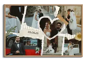 Créez un collage photo mariage scrapbook avec prénoms et date