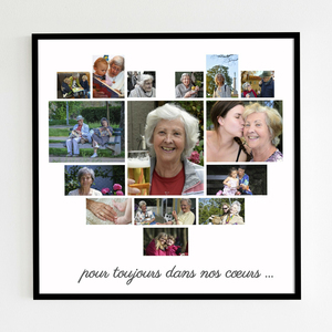 Collage Coeur de Souvenir Personnalisé - Pour Toujours dans Nos Cœurs