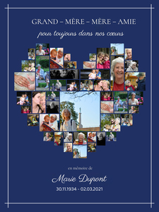 Collage Souvenir Cœur Hommage sur Toile Premium - Personnalisable