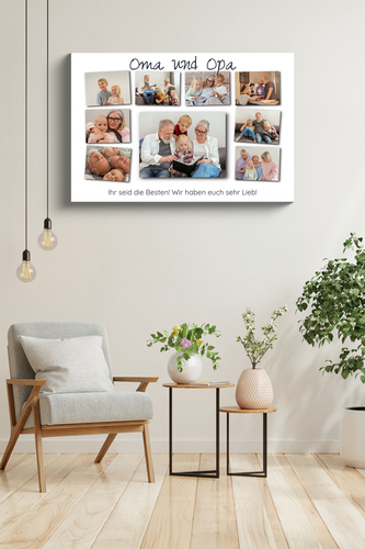 Geschenkidee für Oma und Opa – Fotocollage mit persönlicher Botschaft.