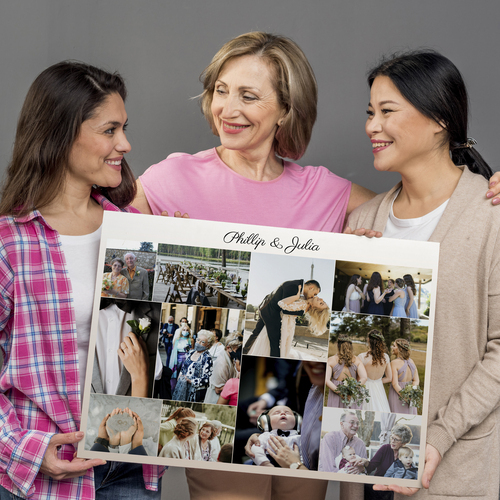 Personalisiertes Wandbild - Hochzeitscollage mit Namen des Brautpaares