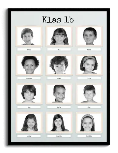 Maak zelf retro zwart-wit collage! Perfect voor schoolklas of kindergroep herinneringen.