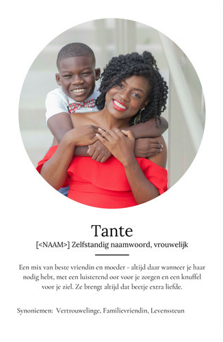 Ontwerp je persoonlijke 'Tante' definitieposter met liefdevolle tekst