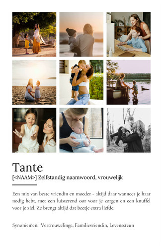 Ontwerp je persoonlijke 'Tante' definitieposter met liefdevolle tekst