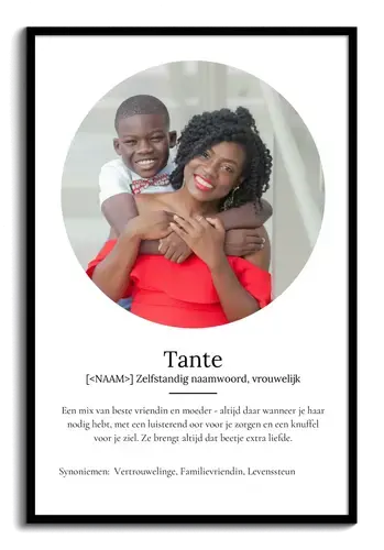 Definitionsposter: Tante met Foto, Persoonlijk Geschenk