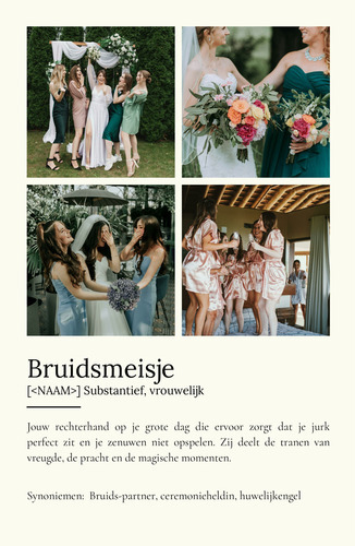 Maak je eigen Bruidsmeisje Definitiesposter als persoonlijk cadeau!