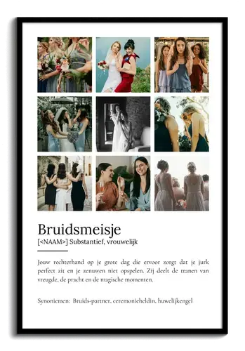 Maak je eigen Bruidsmeisje Definitiesposter als persoonlijk cadeau! Maak je eigen Bruidsmeisje Definitiesposter als persoonlijk cadeau!