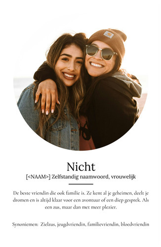 Personaliseer jouw "Cousine" Duden-stijl poster met eigen foto's!