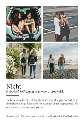 Personaliseer jouw "Cousine" Duden-stijl poster met eigen foto's!