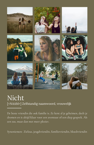 Personaliseer jouw "Cousine" Duden-stijl poster met eigen foto's!