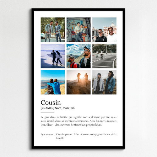 Créez un Poster Définition: 'Cousin' Cadeau Unique Personnalisé