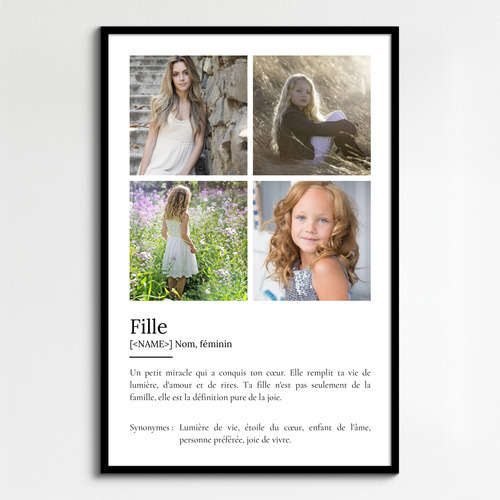 Offrez un Poster Définition Fille personnalisable avec vos photos