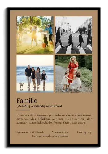 Familie Definitiesposter met Foto's Voeg Persoonlijkheid Toe