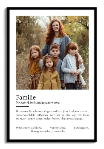 Familie Definitiesposter met Foto's Voeg Persoonlijkheid Toe