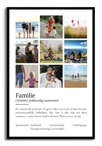 Familie Definitiesposter met Foto's Voeg Persoonlijkheid Toe