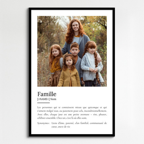 Créez votre poster famille personnalisé style Duden avec définition et photos