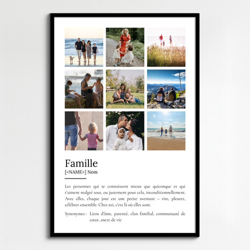 Créez votre poster famille personnalisé style Duden avec définition et photos