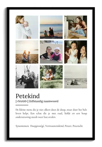 Definitionsposter 'Patenkind' met Foto's aanpasbaar