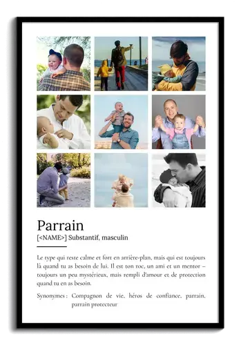 Poster Définition Patenonkel Duden - Cadeau personnalisé avec photo