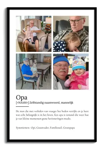 Definitionsposter Opa met Fotos aanpasbaar