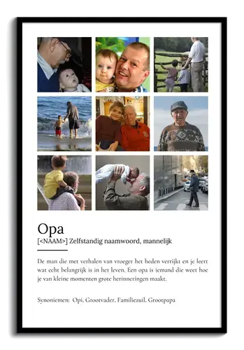 Definitionsposter Opa met Fotos aanpasbaar