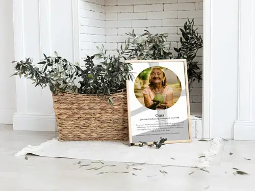Definitieposter 'Oma' met foto, aanpasbaar ontwerp