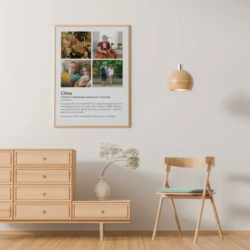 Definitieposter 'Oma' met foto, aanpasbaar ontwerp