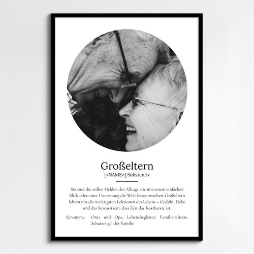 "Großeltern" Definition - Geschenk als Poster, Leinwand erstellen. Eigene Fotos und Text.