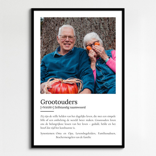 Personaliseerbaar Definities-Poster voor Grootouders - Maak jouw unieke cadeau!