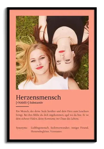 "Herzensmensch" Definition - Geschenk als Poster, Leinwand erstellen. Eigene Fotos und Text.
