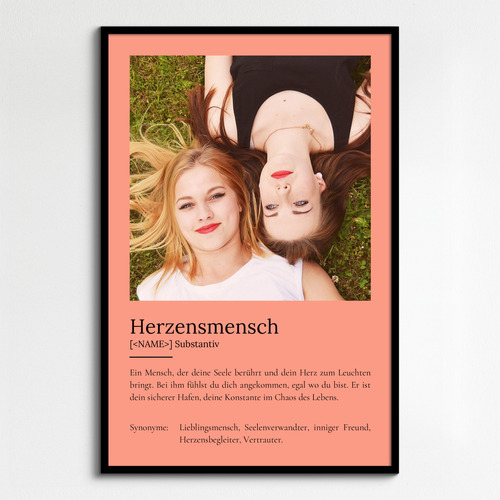 "Herzensmensch" Definition - Geschenk als Poster, Leinwand erstellen. Eigene Fotos und Text.