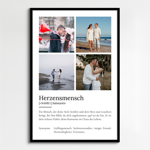 "Herzensmensch" Definition - Geschenk als Poster, Leinwand erstellen. Eigene Fotos und Text.