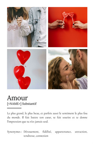 Poster Définition Amour personnalisé - Cadeau unique avec photo et texte ajustable